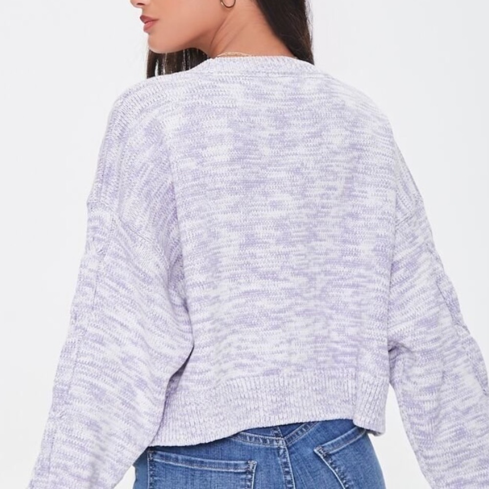 NWT lavender purple cable knit cropped cardigan - Picture 6 of 6